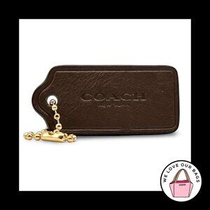 2" Medium COACH NEW YORK Brown Smooth Leather Brass Fob Bag Keychain Hang Tag